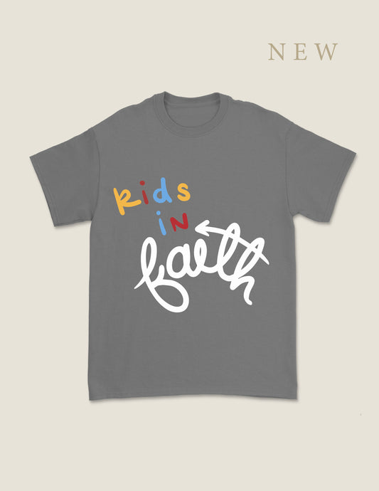 Kids In Faith Graphic T-Shirt Grey (Youth XL)